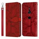 For Sony Xperia XZ2 Life of Tree Embossing Pattern Horizontal Flip Leather Case with Holder & Card Slot & Wallet & Photo Frame & Lanyard(Red) - 1