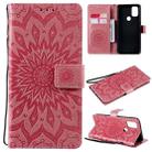 For OnePlus Nord N10 5G Sun Embossing Pattern Horizontal Flip Leather Case with Card Slot & Holder & Wallet & Lanyard(Pink) - 1