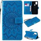 For OnePlus Nord N10 5G Sun Embossing Pattern Horizontal Flip Leather Case with Card Slot & Holder & Wallet & Lanyard(Blue) - 1