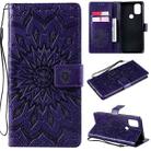 For OnePlus Nord N10 5G Sun Embossing Pattern Horizontal Flip Leather Case with Card Slot & Holder & Wallet & Lanyard(Purple) - 1