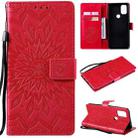 For OnePlus Nord N10 5G Sun Embossing Pattern Horizontal Flip Leather Case with Card Slot & Holder & Wallet & Lanyard(Red) - 1