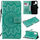 For OnePlus Nord N100 Sun Embossing Pattern Horizontal Flip Leather Case with Card Slot & Holder & Wallet & Lanyard(Green) - 1