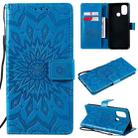 For OnePlus Nord N100 Sun Embossing Pattern Horizontal Flip Leather Case with Card Slot & Holder & Wallet & Lanyard(Blue) - 1