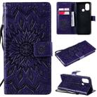 For OnePlus Nord N100 Sun Embossing Pattern Horizontal Flip Leather Case with Card Slot & Holder & Wallet & Lanyard(Purple) - 1