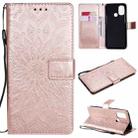 For OnePlus Nord N100 Sun Embossing Pattern Horizontal Flip Leather Case with Card Slot & Holder & Wallet & Lanyard(Rose Gold) - 1
