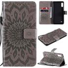 For LG K22 / K22 Plus Sun Embossing Pattern Horizontal Flip Leather Case with Card Slot & Holder & Wallet & Lanyard(Grey) - 1