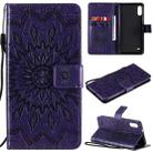 For LG K22 / K22 Plus Sun Embossing Pattern Horizontal Flip Leather Case with Card Slot & Holder & Wallet & Lanyard(Purple) - 1