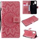 For OPPO A53(2020) / A33(2020) / A53s / A32 Sun Embossing Pattern Horizontal Flip Leather Case with Card Slot & Holder & Wallet & Lanyard(Pink) - 1