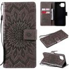 For OPPO F17 Pro / Reno4 Lite Sun Embossing Pattern Horizontal Flip Leather Case with Card Slot & Holder & Wallet & Lanyard(Grey) - 1