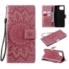 For OPPO F17 / A73 Sun Embossing Pattern Horizontal Flip Leather Case with Card Slot & Holder & Wallet & Lanyard(Pink) - 1