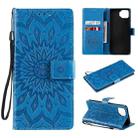 For OPPO F17 / A73 Sun Embossing Pattern Horizontal Flip Leather Case with Card Slot & Holder & Wallet & Lanyard(Blue) - 1