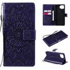 For OPPO F17 / A73 Sun Embossing Pattern Horizontal Flip Leather Case with Card Slot & Holder & Wallet & Lanyard(Purple) - 1