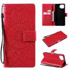 For OPPO F17 / A73 Sun Embossing Pattern Horizontal Flip Leather Case with Card Slot & Holder & Wallet & Lanyard(Red) - 1