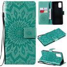 For OPPO Realme 7 Pro Sun Embossing Pattern Horizontal Flip Leather Case with Card Slot & Holder & Wallet & Lanyard(Green) - 1