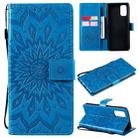 For OPPO Realme 7 Pro Sun Embossing Pattern Horizontal Flip Leather Case with Card Slot & Holder & Wallet & Lanyard(Blue) - 1