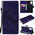 For OPPO Realme 7 Pro Sun Embossing Pattern Horizontal Flip Leather Case with Card Slot & Holder & Wallet & Lanyard(Purple) - 1