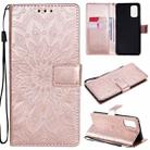 For OPPO Realme 7 Pro Sun Embossing Pattern Horizontal Flip Leather Case with Card Slot & Holder & Wallet & Lanyard(Rose Gold) - 1