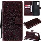 For OPPO Realme 7 Pro Sun Embossing Pattern Horizontal Flip Leather Case with Card Slot & Holder & Wallet & Lanyard(Brown) - 1