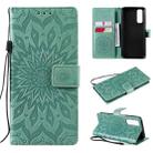 For OPPO Realme 7 Sun Embossing Pattern Horizontal Flip Leather Case with Card Slot & Holder & Wallet & Lanyard(Green) - 1