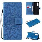 For OPPO Realme 7 Sun Embossing Pattern Horizontal Flip Leather Case with Card Slot & Holder & Wallet & Lanyard(Blue) - 1