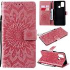 For OPPO Realme 7i / C17 Sun Embossing Pattern Horizontal Flip Leather Case with Card Slot & Holder & Wallet & Lanyard(Pink) - 1