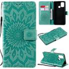 For OPPO Realme 7i / C17 Sun Embossing Pattern Horizontal Flip Leather Case with Card Slot & Holder & Wallet & Lanyard(Green) - 1