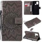 For OPPO Realme 7i / C17 Sun Embossing Pattern Horizontal Flip Leather Case with Card Slot & Holder & Wallet & Lanyard(Grey) - 1