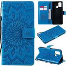 For OPPO Realme 7i / C17 Sun Embossing Pattern Horizontal Flip Leather Case with Card Slot & Holder & Wallet & Lanyard(Blue) - 1