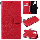 For OPPO Realme 7i / C17 Sun Embossing Pattern Horizontal Flip Leather Case with Card Slot & Holder & Wallet & Lanyard(Red) - 1