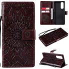 For OPPO Reno4 Pro 4G Sun Embossing Pattern Horizontal Flip Leather Case with Card Slot & Holder & Wallet & Lanyard(Brown) - 1