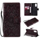 For OPPO Reno4 Sun Embossing Pattern Horizontal Flip Leather Case with Card Slot & Holder & Wallet & Lanyard(Brown) - 1
