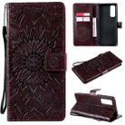 For Huawei P Smart 2021 Sun Embossing Pattern Horizontal Flip Leather Case with Card Slot & Holder & Wallet & Lanyard(Brown) - 1
