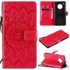 For Huawei Y9a Sun Embossing Pattern Horizontal Flip Leather Case with Card Slot & Holder & Wallet & Lanyard(Red) - 1