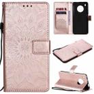 For Huawei Y9a Sun Embossing Pattern Horizontal Flip Leather Case with Card Slot & Holder & Wallet & Lanyard(Rose Gold) - 1