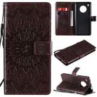 For Huawei Y9a Sun Embossing Pattern Horizontal Flip Leather Case with Card Slot & Holder & Wallet & Lanyard(Brown) - 1