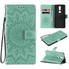 For Nokia 2.4 Sun Embossing Pattern Horizontal Flip Leather Case with Card Slot & Holder & Wallet & Lanyard(Green) - 1