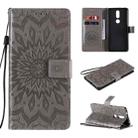 For Nokia 2.4 Sun Embossing Pattern Horizontal Flip Leather Case with Card Slot & Holder & Wallet & Lanyard(Grey) - 1