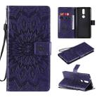 For Nokia 2.4 Sun Embossing Pattern Horizontal Flip Leather Case with Card Slot & Holder & Wallet & Lanyard(Purple) - 1