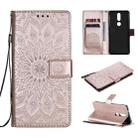 For Nokia 2.4 Sun Embossing Pattern Horizontal Flip Leather Case with Card Slot & Holder & Wallet & Lanyard(Rose Gold) - 1