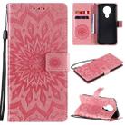 For Nokia 3.4 Sun Embossing Pattern Horizontal Flip Leather Case with Card Slot & Holder & Wallet & Lanyard(Pink) - 1