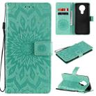 For Nokia 3.4 Sun Embossing Pattern Horizontal Flip Leather Case with Card Slot & Holder & Wallet & Lanyard(Green) - 1