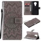 For Nokia 3.4 Sun Embossing Pattern Horizontal Flip Leather Case with Card Slot & Holder & Wallet & Lanyard(Grey) - 1