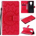 For Nokia 3.4 Sun Embossing Pattern Horizontal Flip Leather Case with Card Slot & Holder & Wallet & Lanyard(Red) - 1
