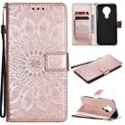 For Nokia 3.4 Sun Embossing Pattern Horizontal Flip Leather Case with Card Slot & Holder & Wallet & Lanyard(Rose Gold) - 1