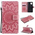 For Samsung Galaxy A42 5G Sun Embossing Pattern Horizontal Flip Leather Case with Card Slot & Holder & Wallet & Lanyard(Pink) - 1