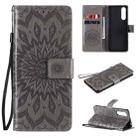 For Sony Xperia5 II Sun Embossing Pattern Horizontal Flip Leather Case with Card Slot & Holder & Wallet & Lanyard(Grey) - 1