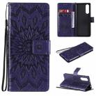 For Sony Xperia5 II Sun Embossing Pattern Horizontal Flip Leather Case with Card Slot & Holder & Wallet & Lanyard(Purple) - 1