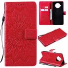 For Xiaomi Mi 10T Lite 5G Sun Embossing Pattern Horizontal Flip Leather Case with Card Slot & Holder & Wallet & Lanyard(Red) - 1