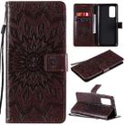 For Xiaomi Mi 10T / 10T Pro Sun Embossing Pattern Horizontal Flip Leather Case with Card Slot & Holder & Wallet & Lanyard(Brown) - 1