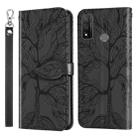 For Huawei P smart 2020 Life of Tree Embossing Pattern Horizontal Flip Leather Case with Holder & Card Slot & Wallet & Photo Frame & Lanyard(Black) - 1